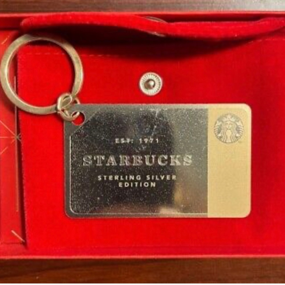 Starbucks Sterling Silver Key Chain Gift Card 2014 Limited Edition $50 New Box
